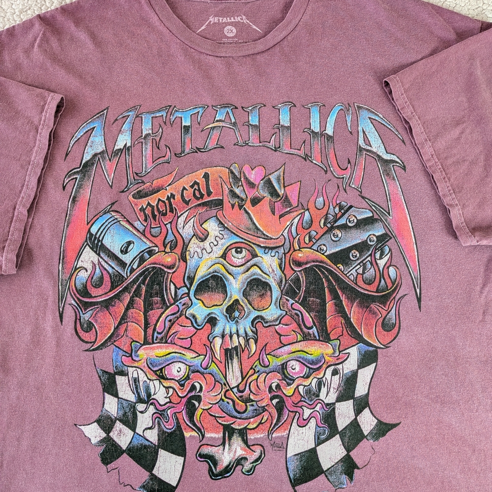 Metallica Graphic T Shirt 2XL Purple Vintage Style Band Tee